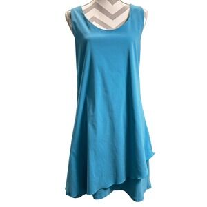 Toad&Co Whirlwind Teal Tank Dress Layered Hem Casual Racerback Women's Large